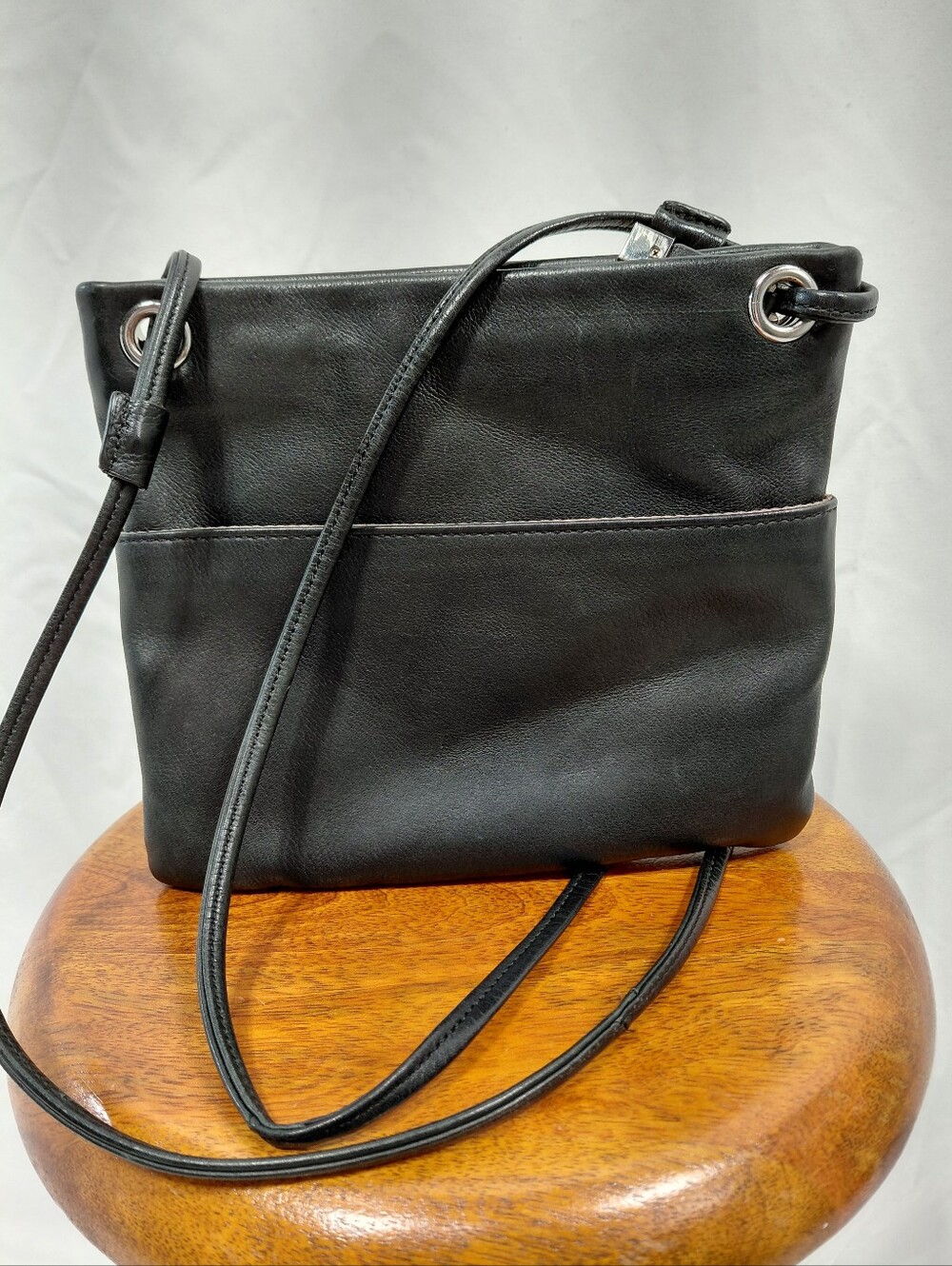 Margot Black Kari Pebbled Leather Crossbody Bag